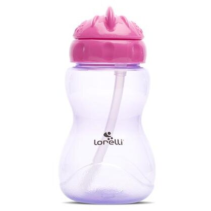 Biberon Sport cu Pai Moale si Flexibil Capac de Protectie Rotativ 275ml Pink Purple