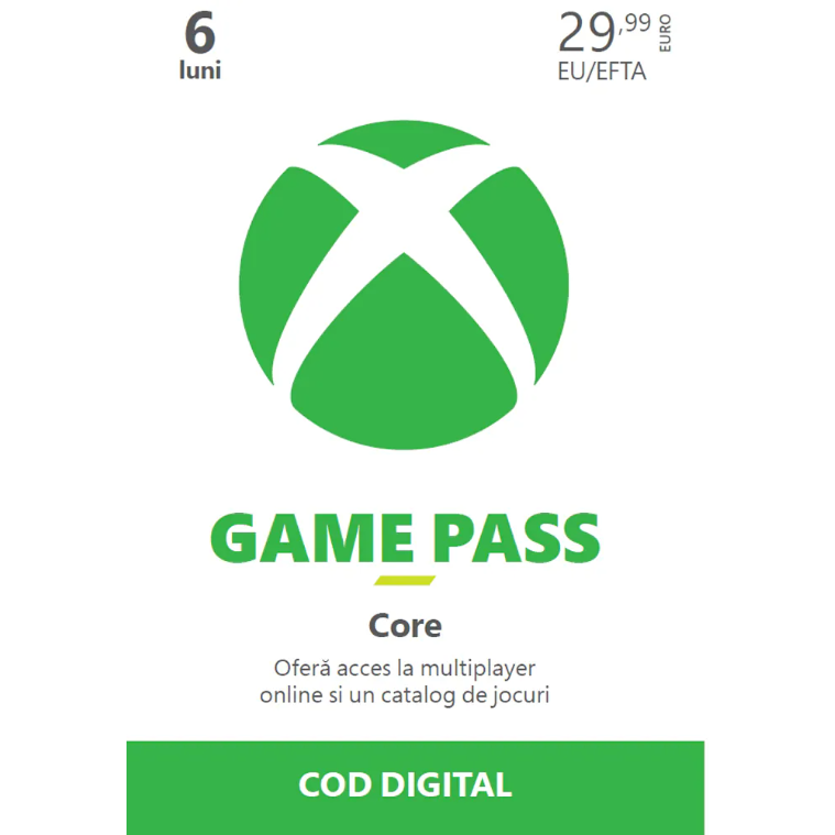 Abonament Microsoft Xbox Game Pass Core 6 Luni Eurozone Pk Lic Online Esd