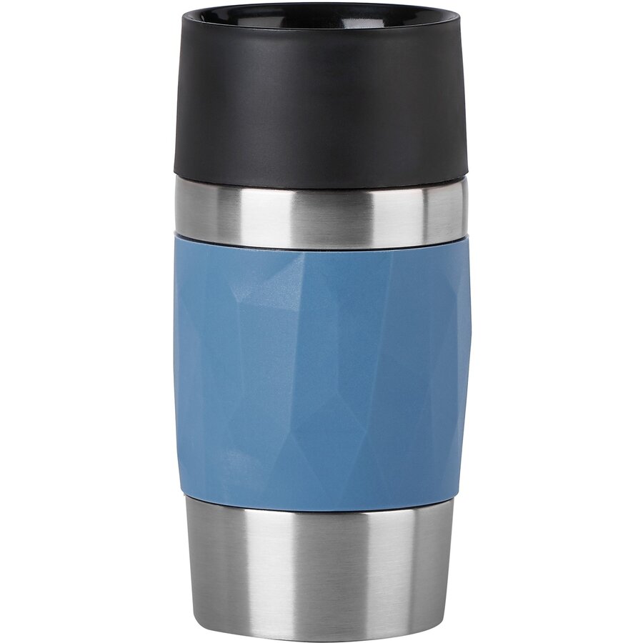 TRAVEL MUG Compact thermal mug (blue/stainless steel, 0.3 liters, screw cap)