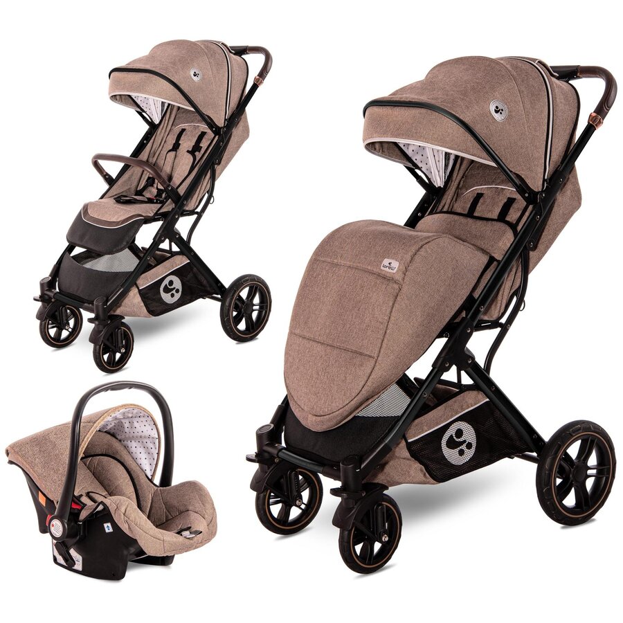 Carucior Set Storm de la 0 Luni pana la 4 Ani Maxim 22Kg Cos Auto Inclus Cadru din Aluminiu Perle Bej