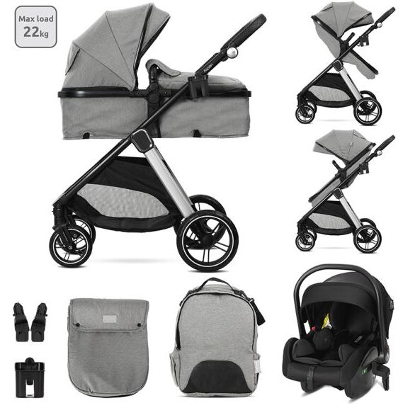 Carucior Set 3 in 1 Aspen pana la 22 Kg Gri