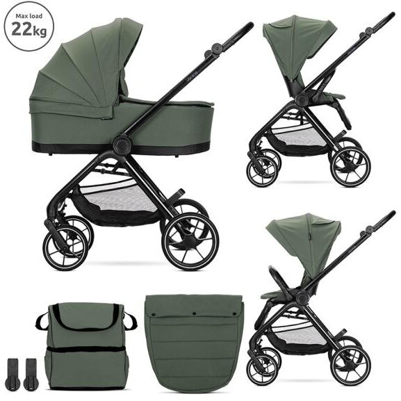 Carucior 2 in 1 Lorelli Venice, cadru din aluminiu, sezut reversibil, pana la 22 kg, Verde - imagine 2