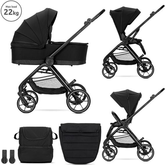Carucior Set 2 in 1 Venice Cadru din Aluminiu Sezut Reversibil pana la 22 Kg Black
