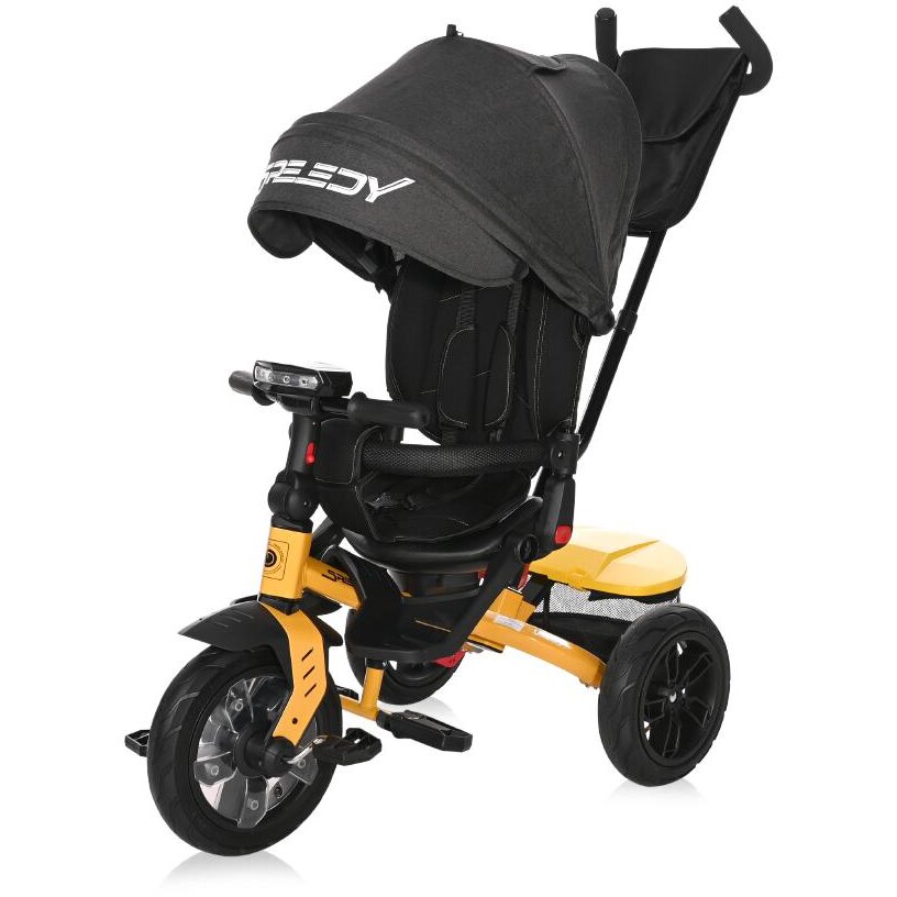 Tricicleta Copii Multifunctionala SPEEDY Scaun Rotativ 1-3 Ani Maxim 20KG Negru/Galben
