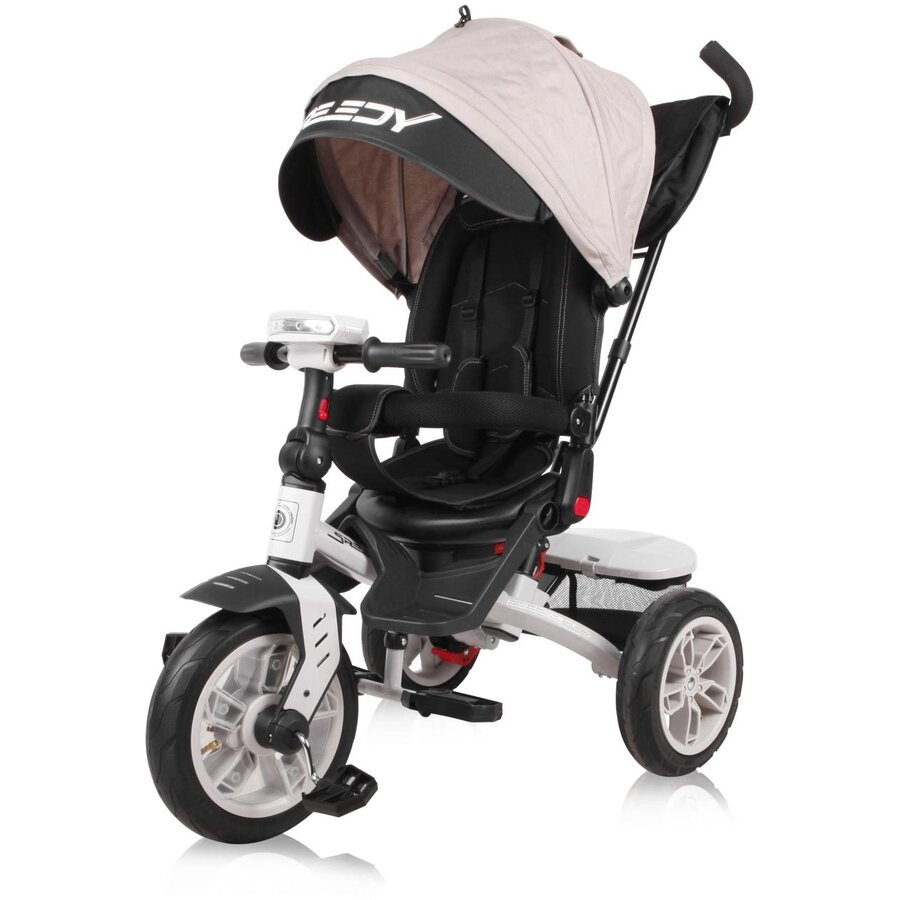 Tricicleta Multifunctionala 4in1 Speedy Air Roti cu Camera Scaun Rotativ 1-3 Ani Maxim 20KG Ivory/Black