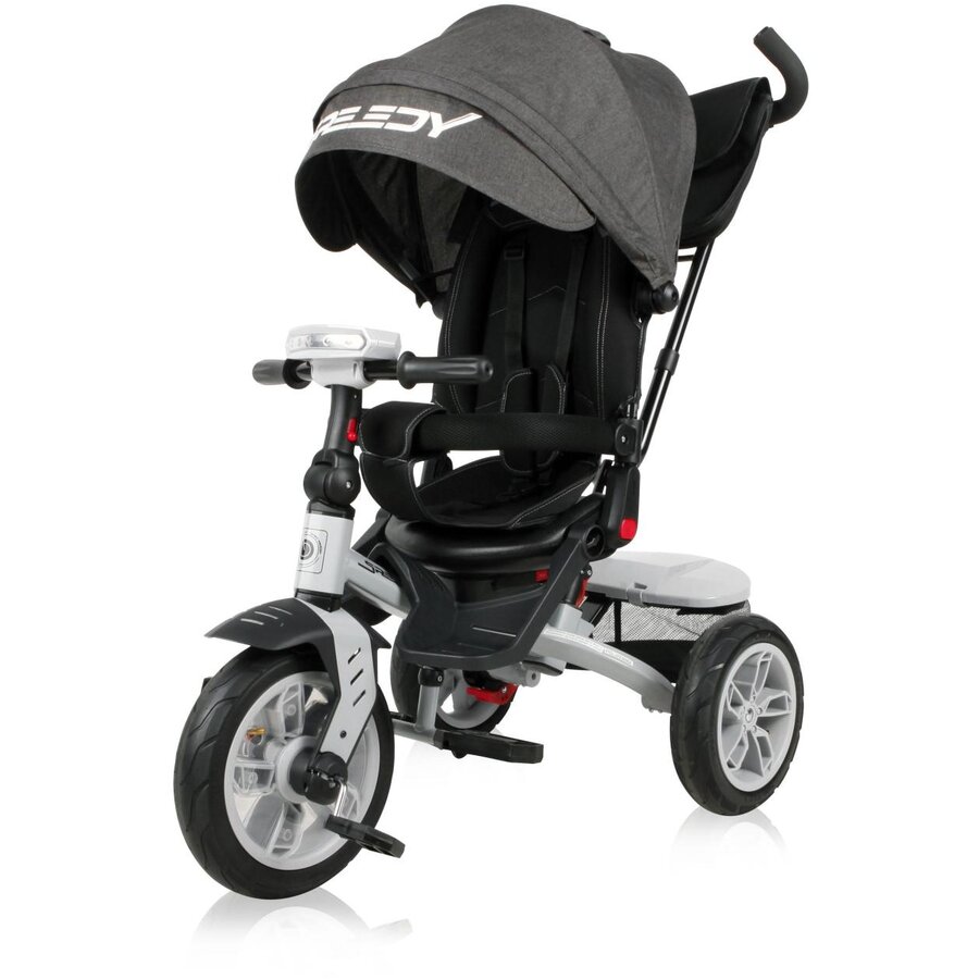 Tricicleta Copii Multifunctionala Speedy Air Roti cu Camera Scaun Rotativ 1-3 Ani Maxim 20KG Negru