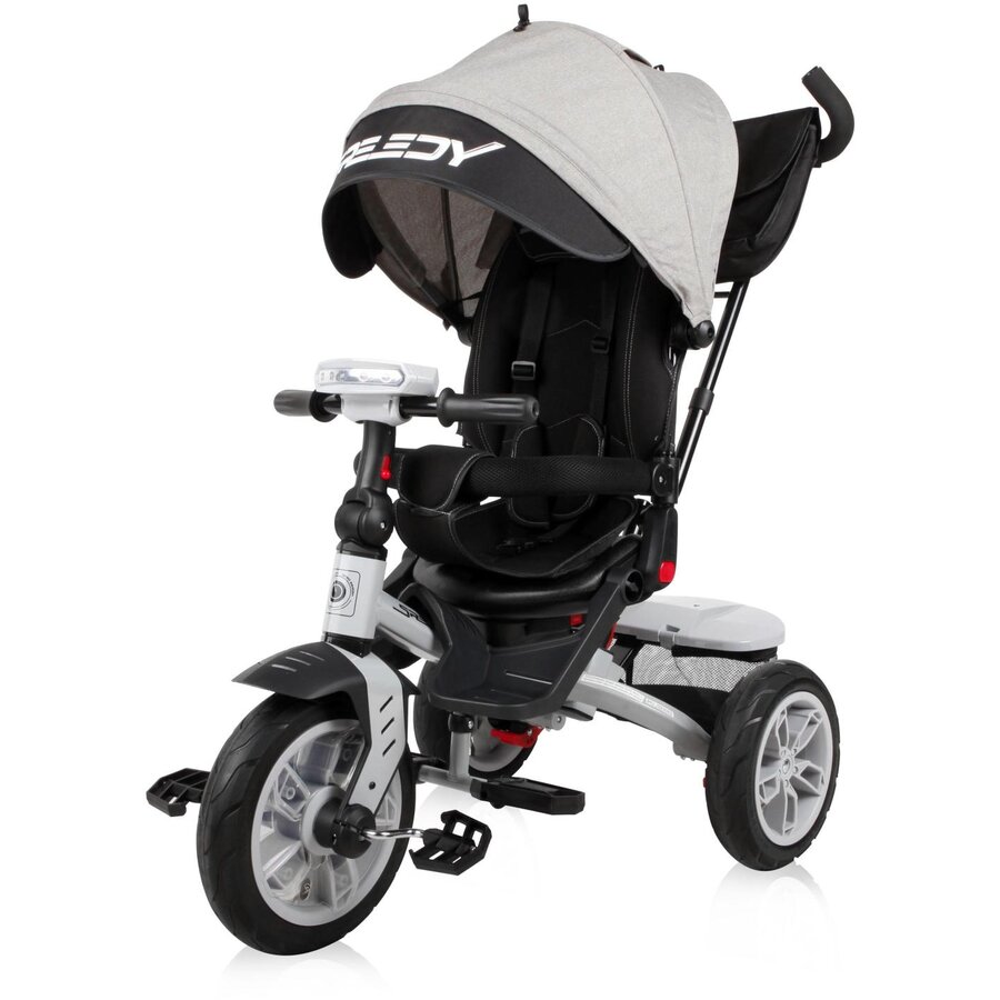Tricicleta Copii Multifunctionala Speedy Air Roti cu Camera Scaun Rotativ 1-3 Ani Maxim 20KG Gri/Negru