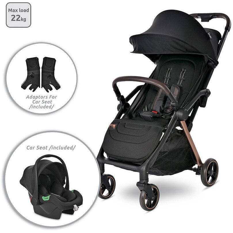 Carucior Set 2 in 1 Autofold Loret Cosulet Auto Inclus pana la 22Kg Negru