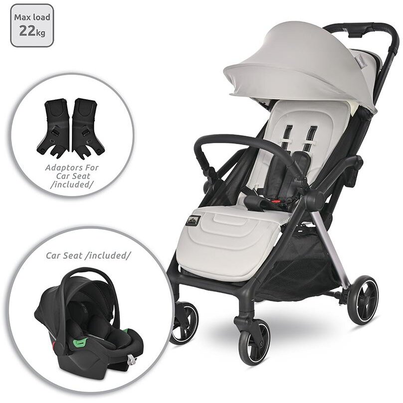 Carucior Set 2 in 1 Autofold Loret Cosulet Auto Inclus pana la 22Kg Grey