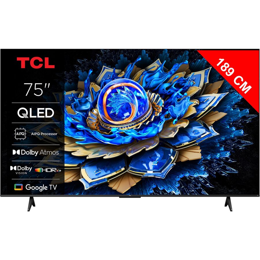 Televizor Smart QLED Seria T69C 75Inch / 189CM Ultra HD 4  Google TV Clasa F Negru