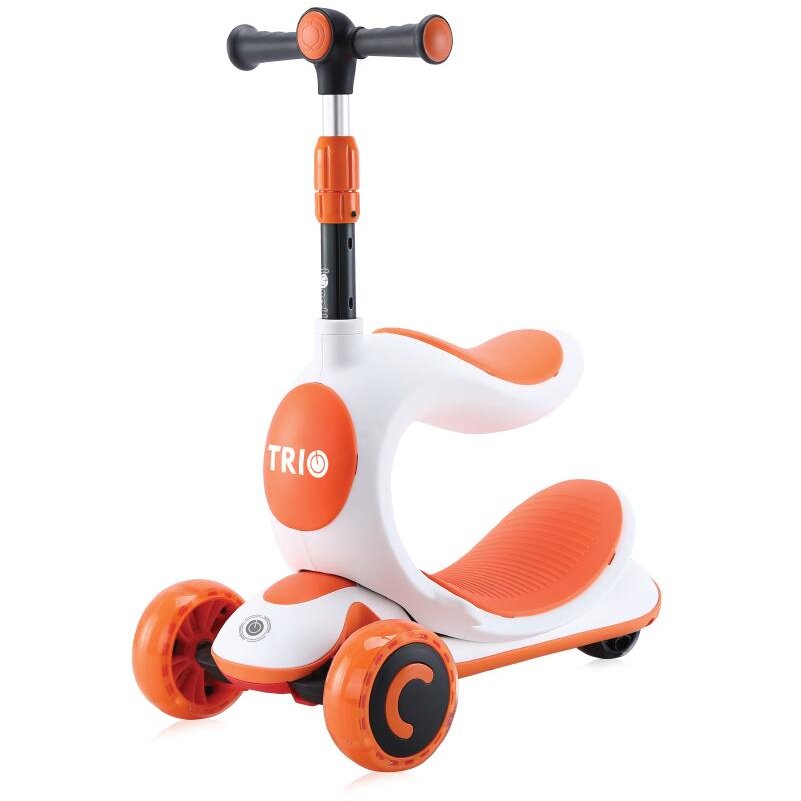 Trotineta Copii Trio 3 Ani+ Roti cu Lumini LED Portocaliu