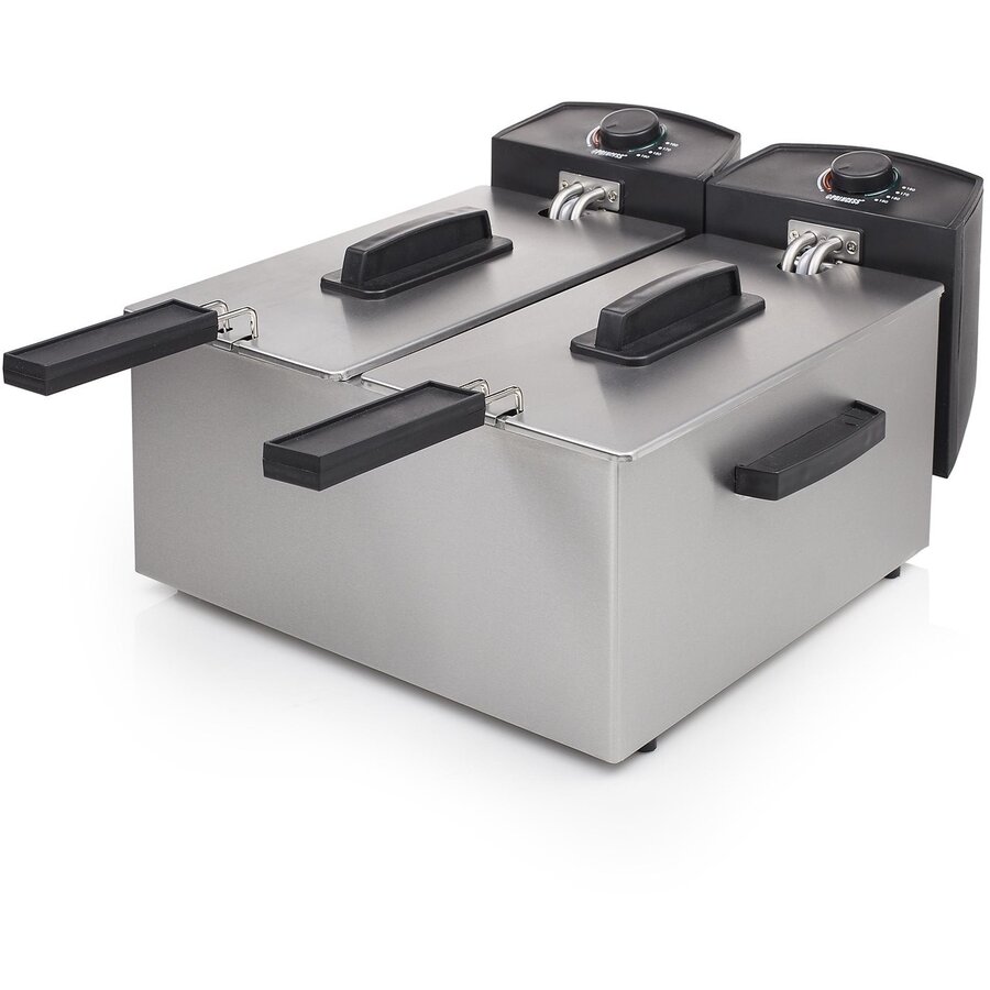 Friteuza 2 Compartimente 6L 2 x 1800W Argintiu