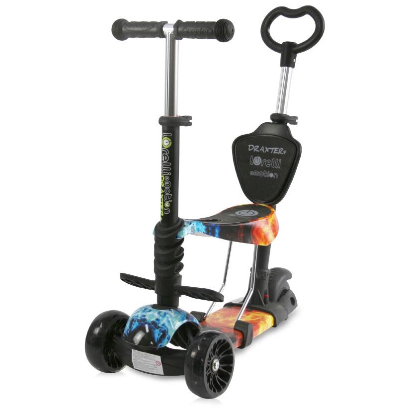 Trotineta Copii Draxter Plus Sezut cu Spatar Maner Parental 3 Ani+ Red Flame