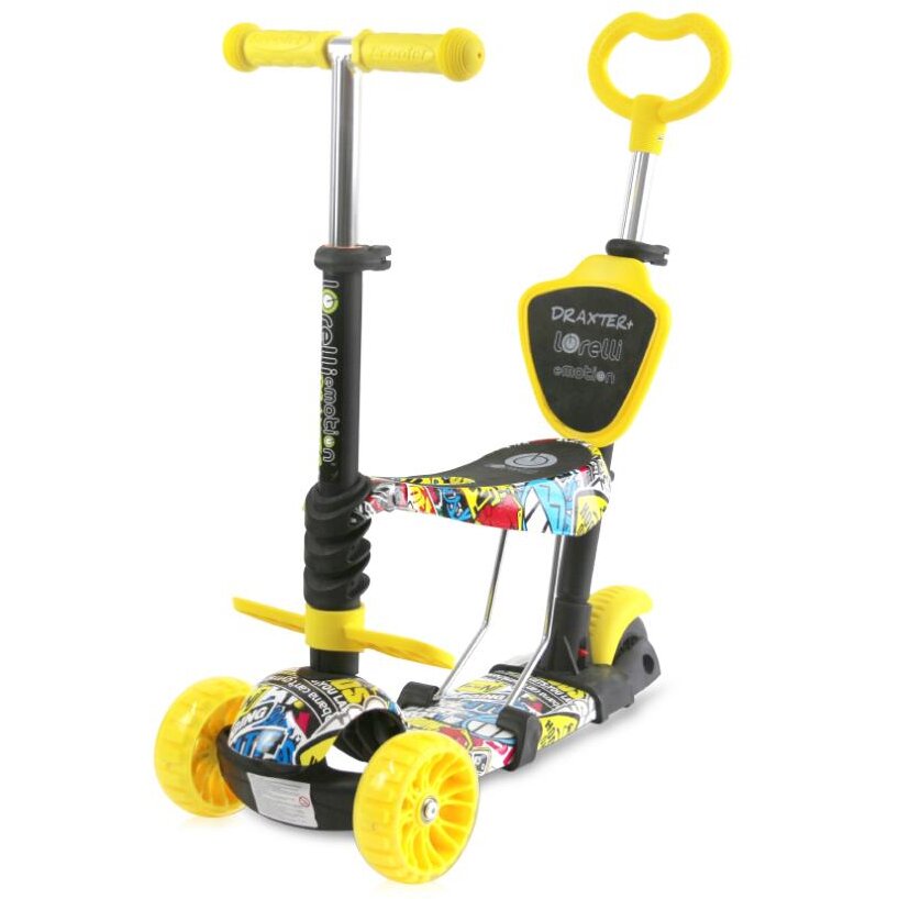 Trotineta Copii Draxter Plus Sezut cu Spatar Maner Parental 3 Ani+ Graffiti Smile