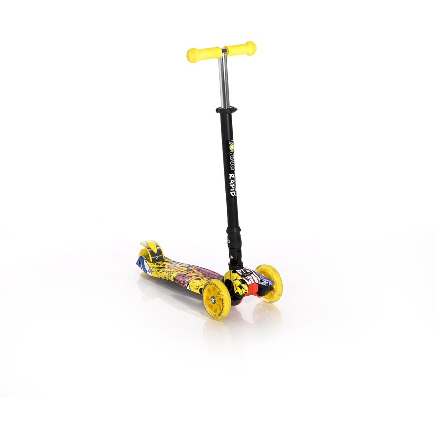 Trotineta Copii Rapid 4 Roti cu LED-uri 5 Ani+ Graffiti Galben