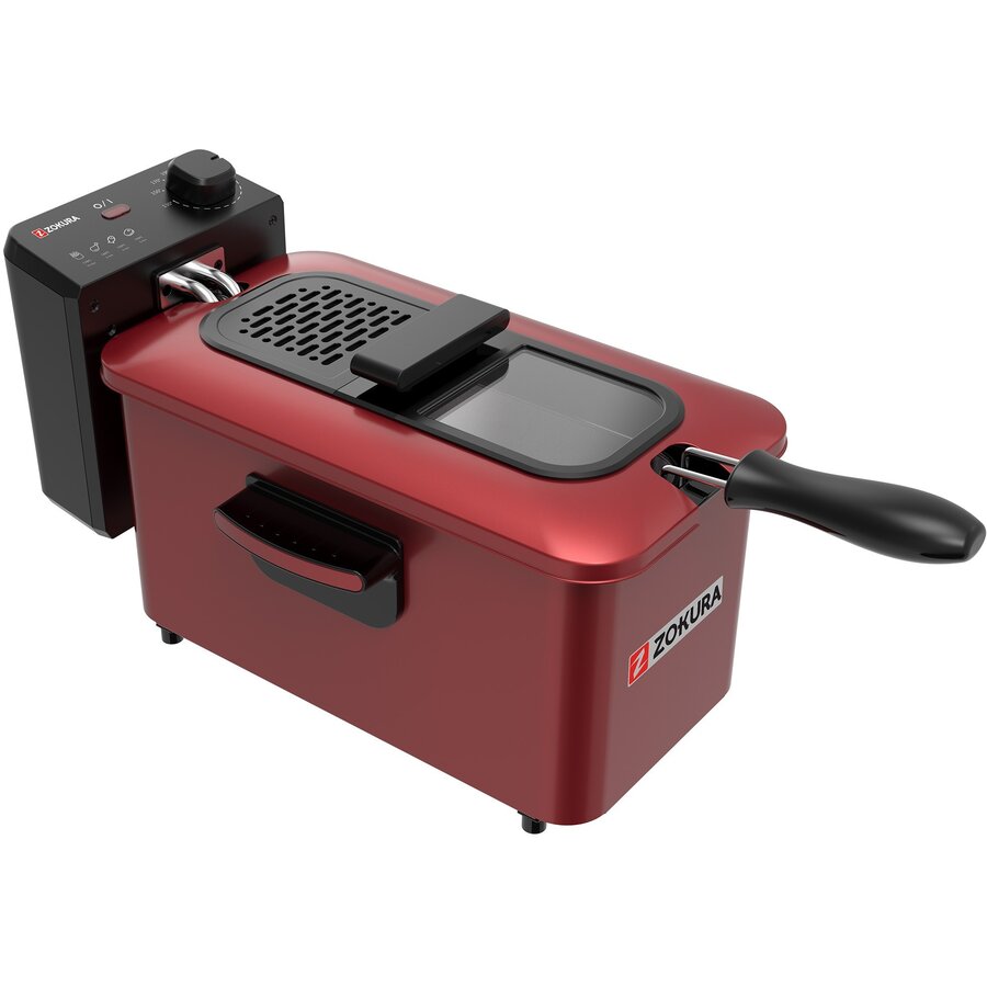 Friteuza cu Filtru de Ulei 3L 2000W Rosu