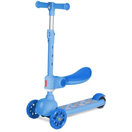 Trotineta Copii Jetster Plus 3 Ani+ Scaun Pliabil si Reglabil in 4 Pozitii  Roti PU cu Luminite Max 20KG Albastru