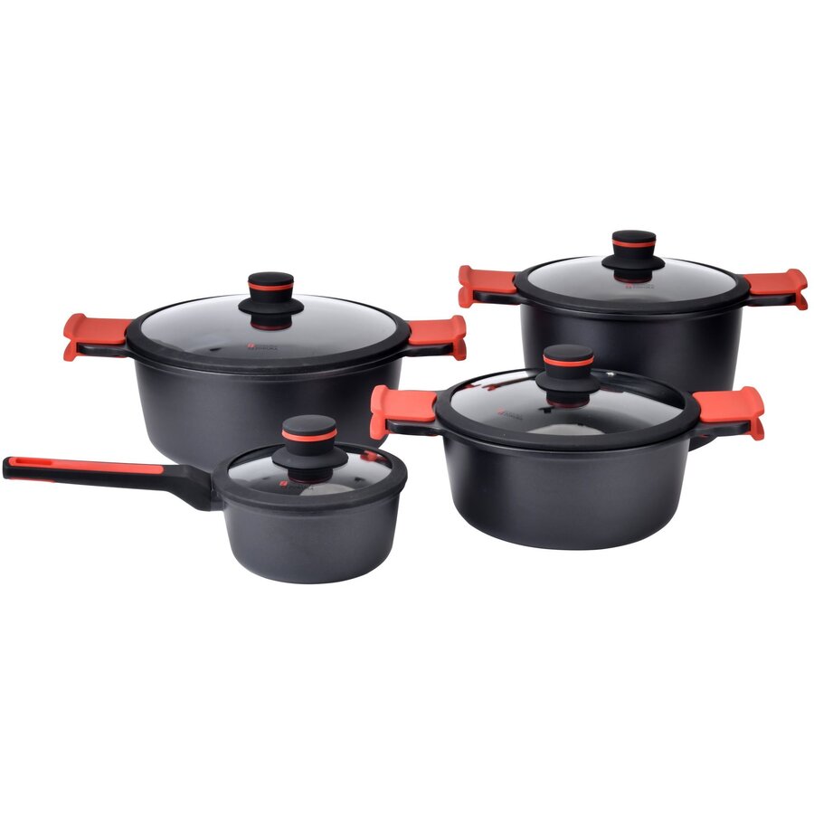 Set Oale Noble Z1062 din Aluminiu Turnat 8 Piese Negru/Rosu