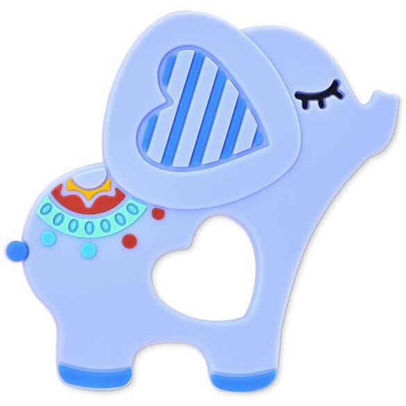 Jucarie de Dentitie din Silicon Elephant Lucky +3luni Albastru