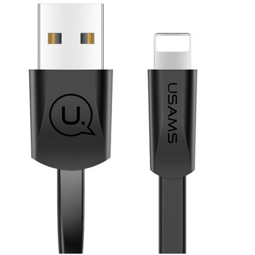 Cablu plat pentru incarcare si transfer de date USAMS U2, USB-A la Lightning, 2A, 1.2m, Negru - imagine 2
