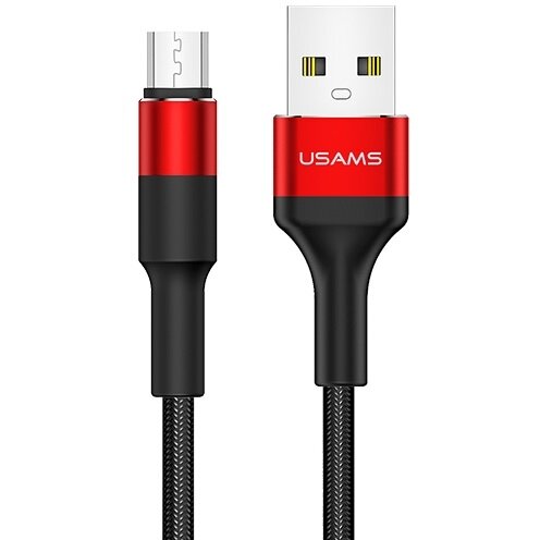 Cablu braided pentru incarcare si transfer de date USAMS U5, USB-A la MicroUSB, 2A, 1.2m, Rosu - imagine 2