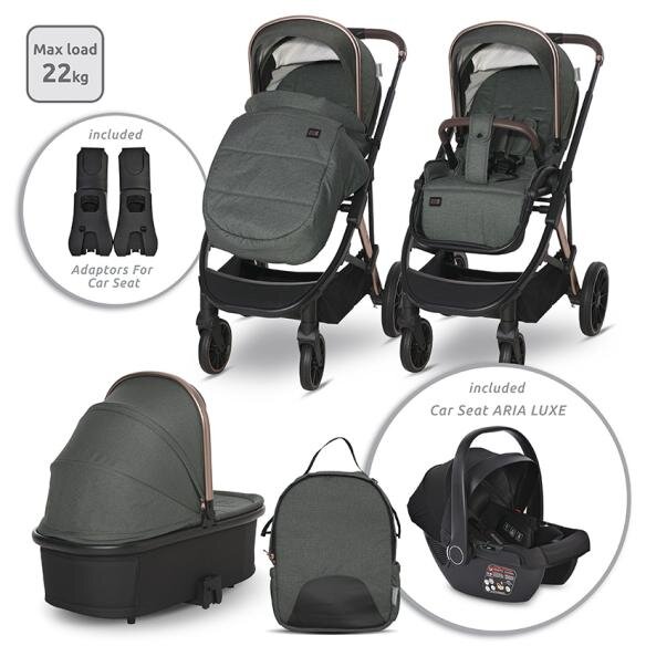 Carucior Set 3 in 1 Cosulet Auto Aria Luxe 40-87Cm Inclus Multiple Accesorii Green