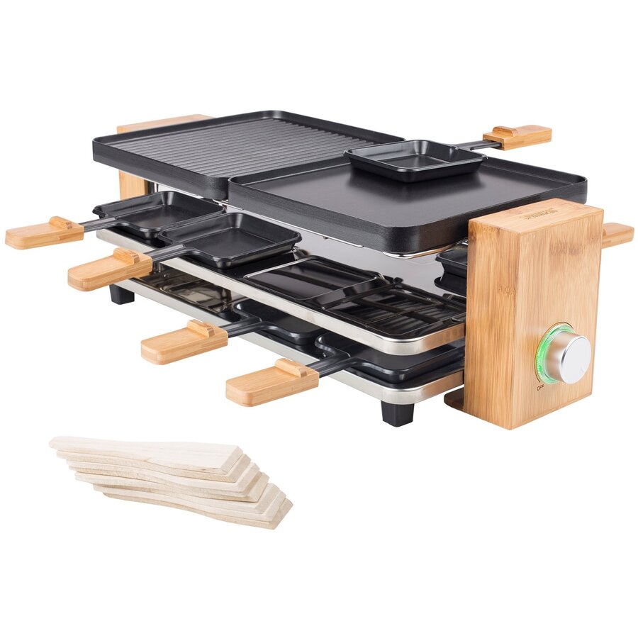 Plita Electrica Grill / Raclette 2 Placi Reversibile Termostat Reglabil 1200W Negru/Maro