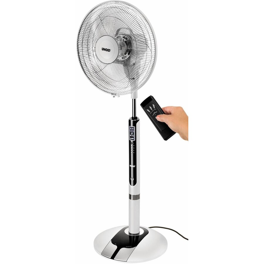 Ventilator cu Picior Univer U86880 3 Viteze 3 Moduri de Ventilare Timer 65W Telecomanda Alb