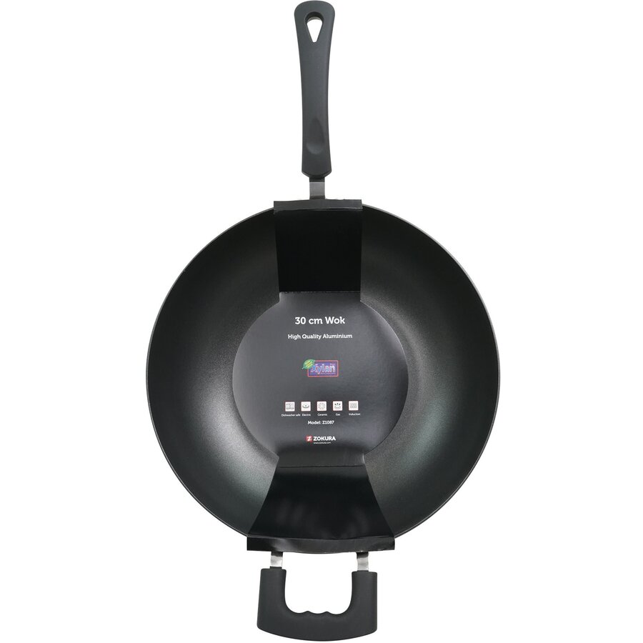 Tigaie Wok Primary Z1087 Aluminiu Diametru 30CM Negru