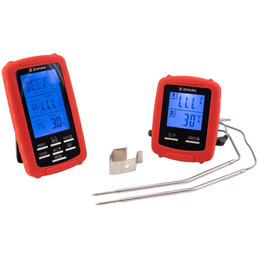 Termometru pentru Carne fara Fir Z1177 cu 2 Sonde Rosu/Negru