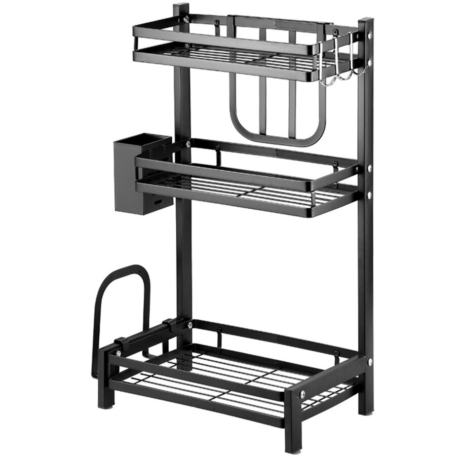 Raft pentru Condimente Z1363 Otel Carbon 3 Nivele Negru