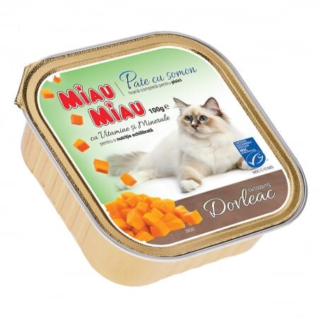 Hrana Pentru Pisici MIAU-MIAU Pate cu Somon si Topping de Dovleac 100g Adult