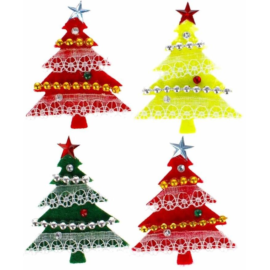 Set 4 Autocolante Decoratiuni de Craciun pentru Felicitari Brad din Fetru 3 Ani+