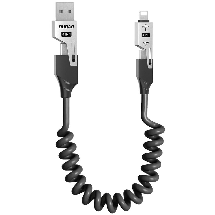 Cablu de date L20 Pro, USB-A / USB-C la Lightning / USB-C, 65W, 1.5m, Negru