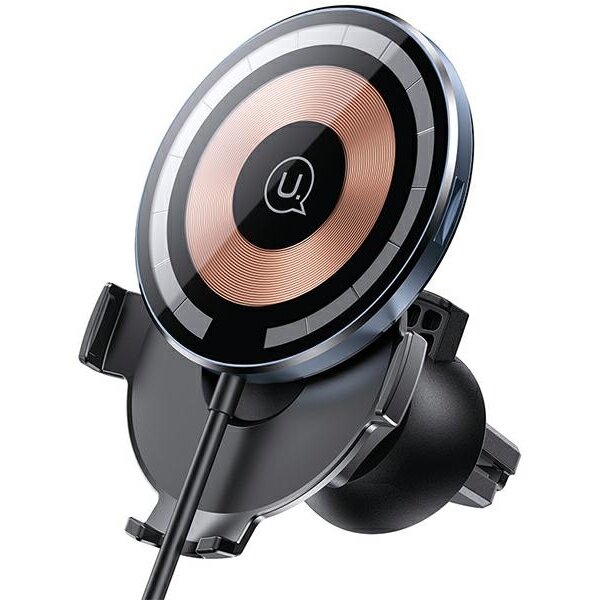 Suport auto USAMS US-CD164 Magnetic MagSafe, Air Vent Mount, Incarcare Wireless, 20W, Rotire 360 grade, Negru - imagine 2