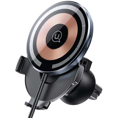 Suport US-CD164 Magnetic MagSafe, Air Vent Mount, Incarcare Wireless, 20W, Rotire 360 grade, Negru