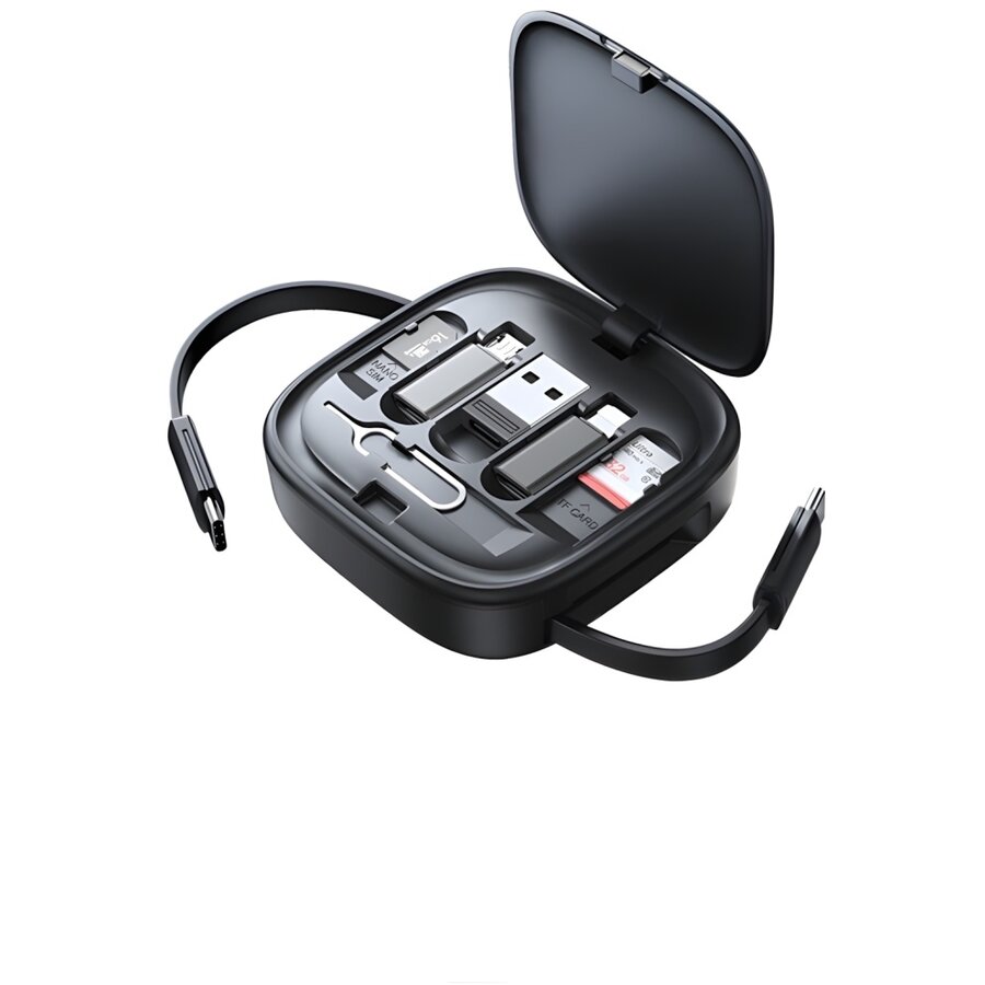 Cablu 3 in 1 pentru incarcare si transfer de date USAMSN US-SJ650, USB-A / USB-C / Lightning / MicroUSB, 60W, 2A, 480 Mbps, 1m, Negru - imagine 2