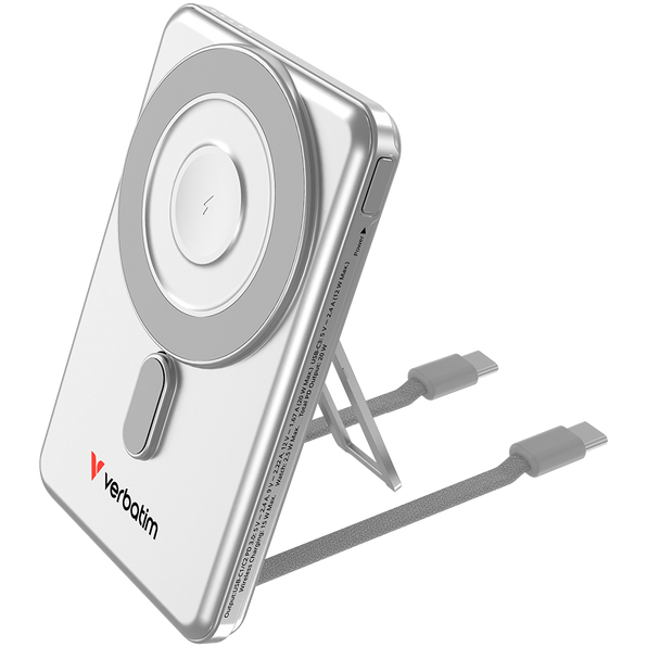 Acumulator Extern C'n'G Magnetic 5000mAh Incarcare Wireless 2 Cabluri USB-C Integrate Argintiu