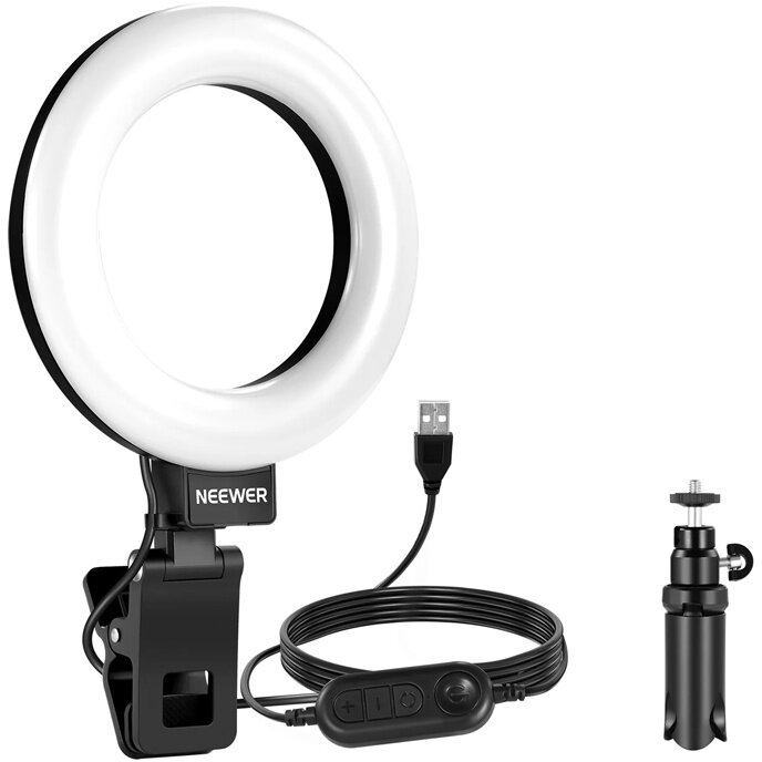 Accesoriu Camera Video Actiune BR60, Prindere prin clema, Lumina reglabila pentru Foto/Video, 5 inch, 450 lux, 3000-6000K, Negru