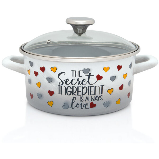 Cratita Cu Capac Sticla Secret Ingredient Email 2.8L Diametru 20CM Alb