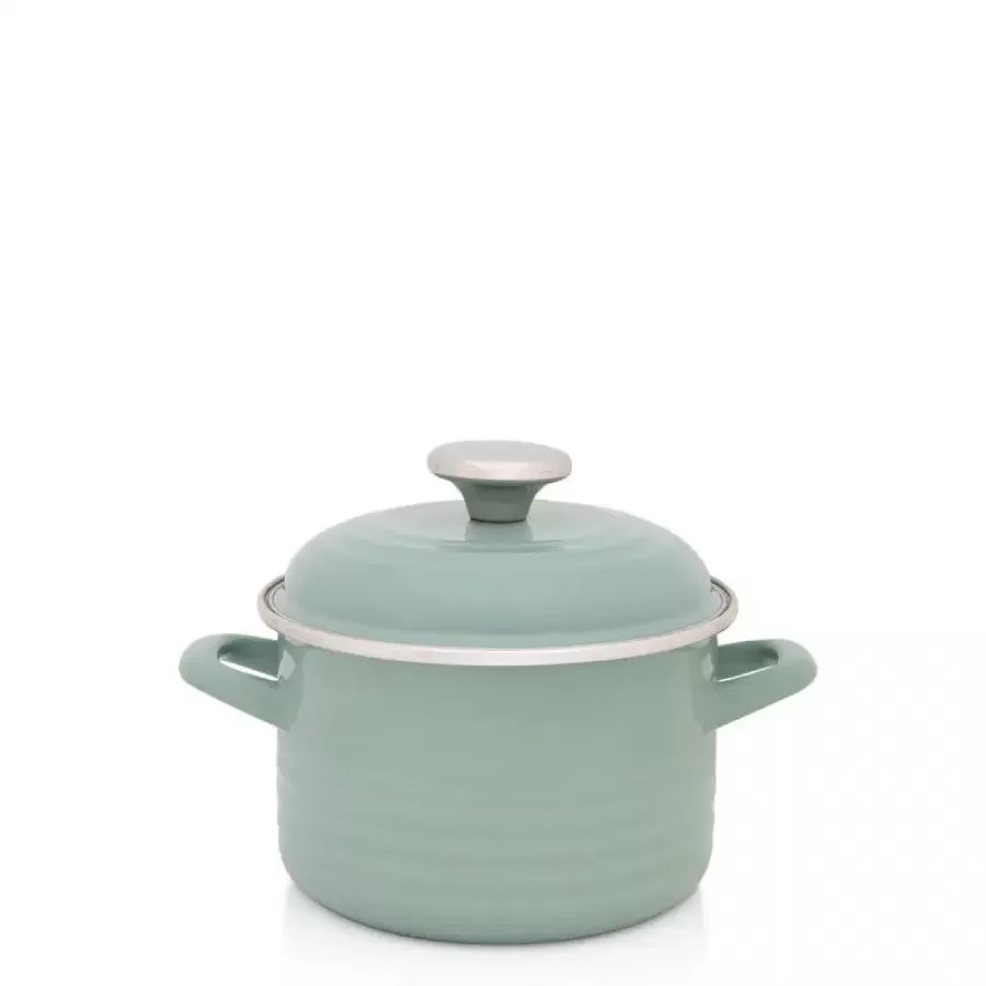 Oală cu Capac Metalac Standard Wave Email 2L Diametru 16CM Verde Pastel