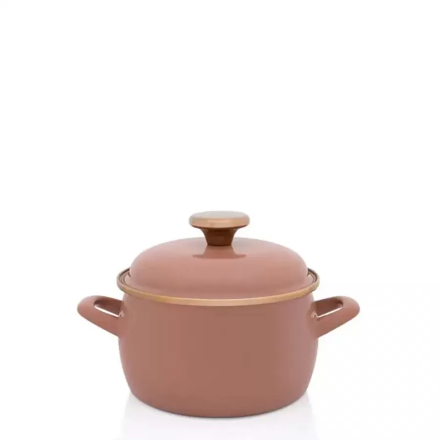 Oală cu Capac Metalac Mocha Mousse Email 2.2L Diametru 16CM Maro