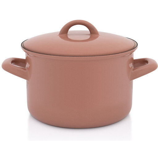 Oala cu Capac Mocha Mousse Email 2L Diametru 16CM Maro