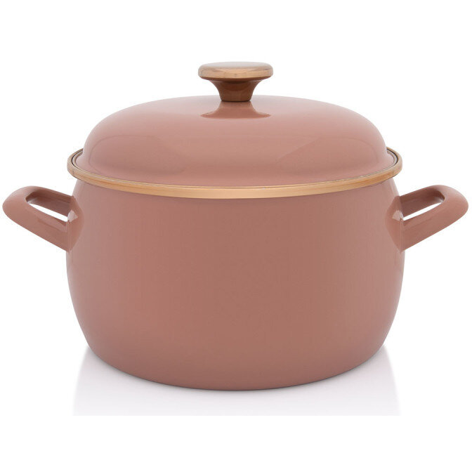 Oala cu Capac Mocha Mousse Email 5.4L Diametru 22CM Maro