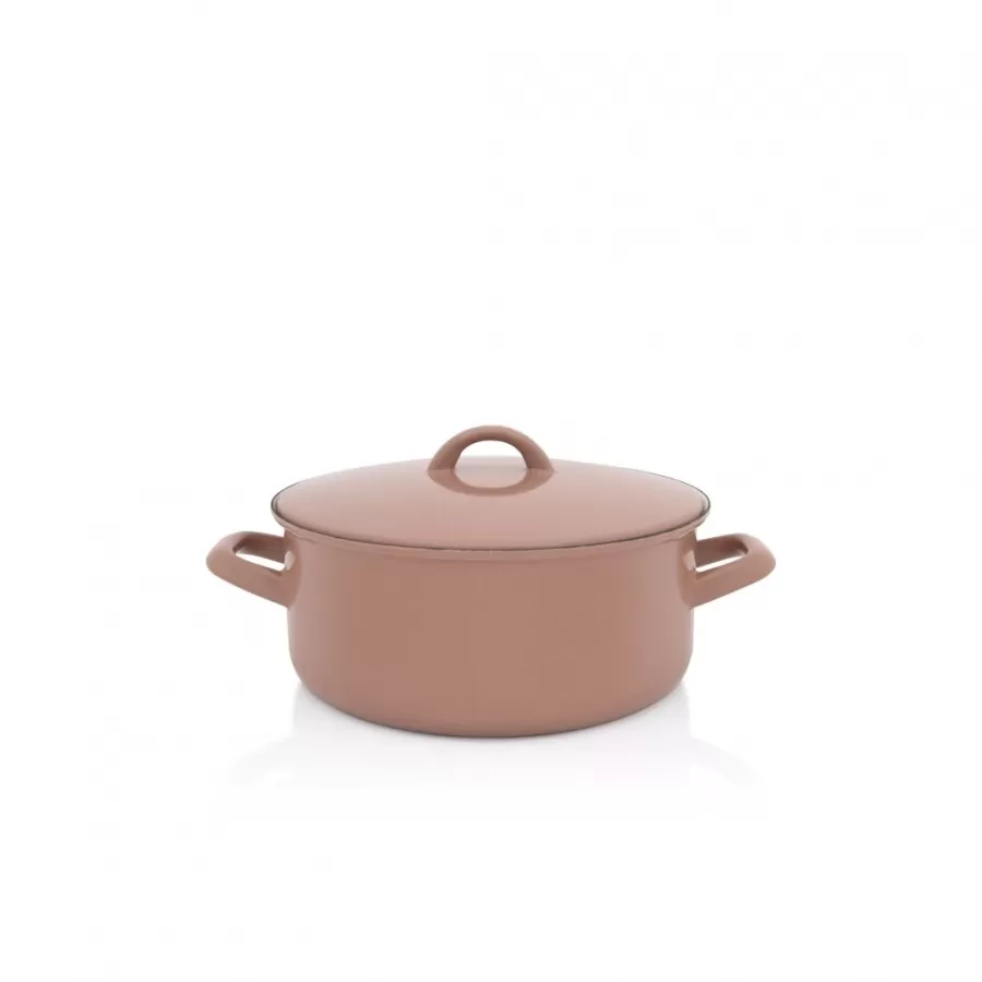 Cratiță Cu Capac Metalac Mocha Mousse Email 4.75L Diametru 24CM Maro
