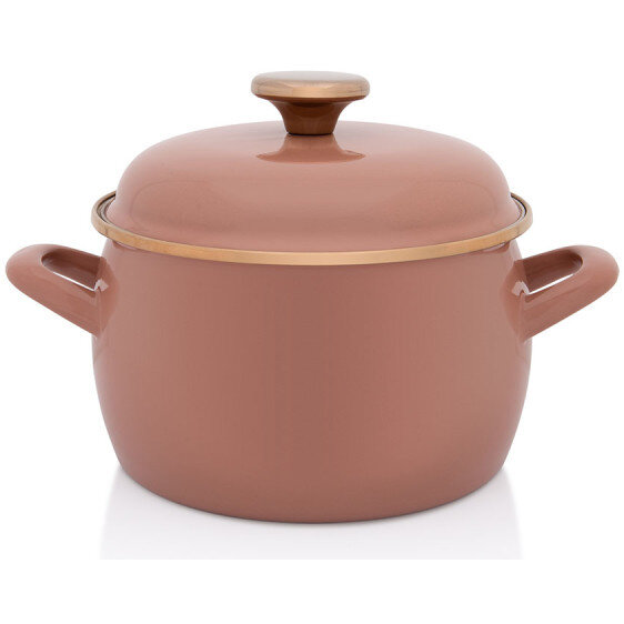 Oala cu Capac Mocha Mousse Email 3.1L Diametru 18CM Maro