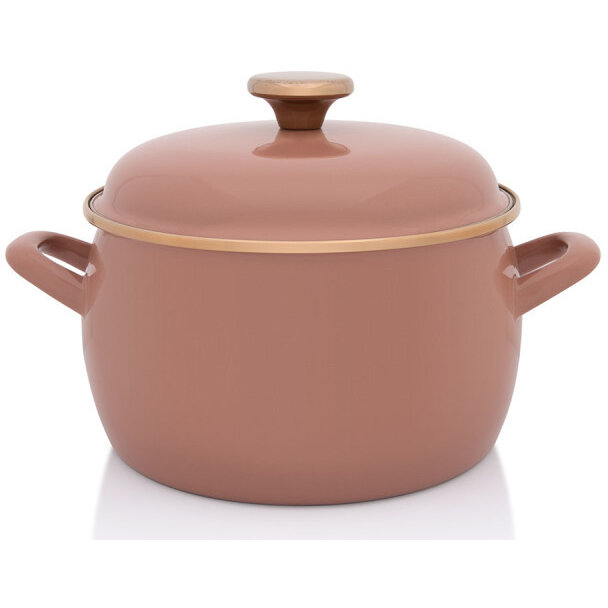 Oala cu Capac Mocha Mousse Email 4.2L Diametru 20CM Maro