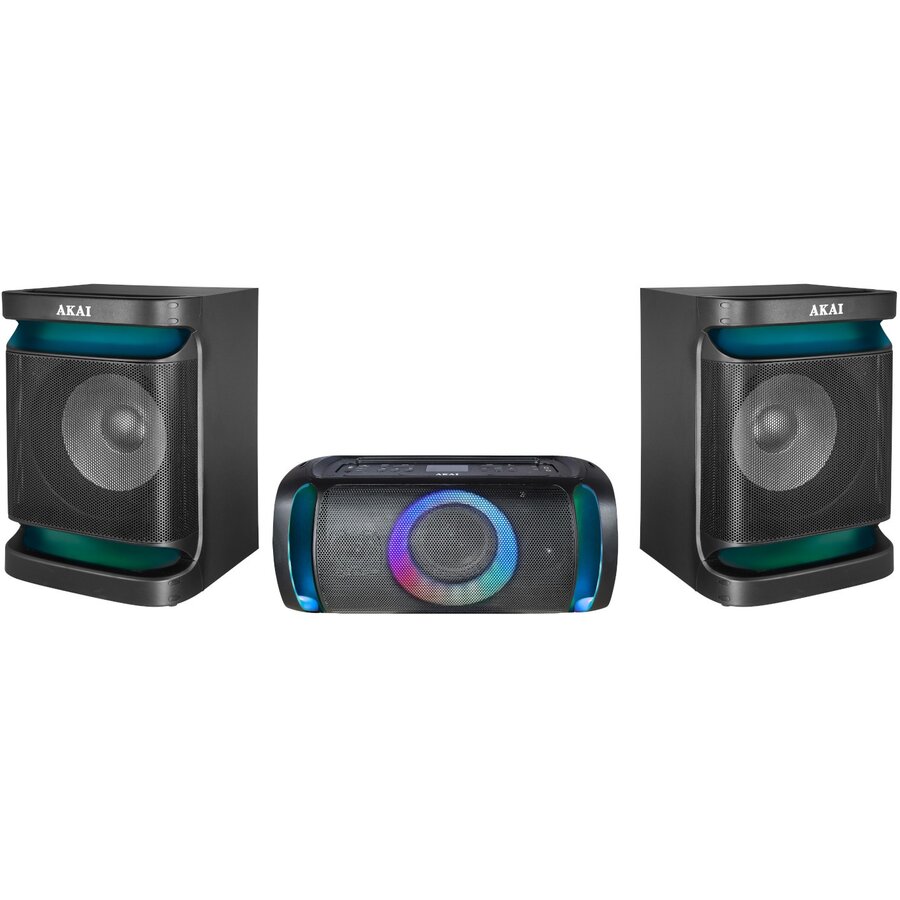 Akai Boxa Dual Speaker System MX5, sistem audio cu subwoofer portabil 200W RMS, Radio FM, Black - imagine 2
