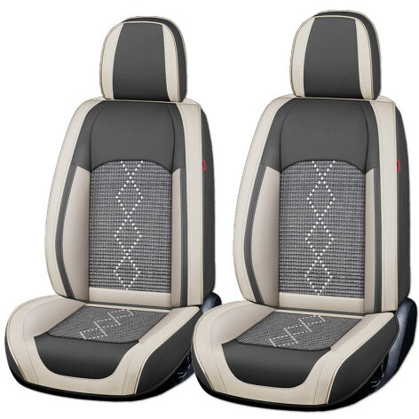 Huse Auto Deluxe Premium 5 Locuri Piele Ecologica Perforata si Textil   Gri Deschis / Gri Inchis