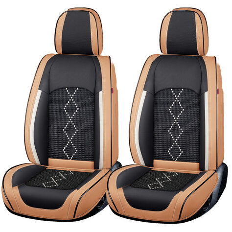 Huse Auto Deluxe Premium 5 Locuri Piele Ecologica Perforata si Textil  Maro Caramel